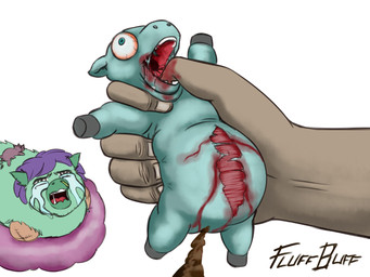 abuse ambiguous_feral ambiguous_gender ambiguous_human amputee animal_abuse asphyxiation blood blood_from_wound blood_on_mouth bloodshot_eyes blue_body blue_fur bodily_fluids crying death disability dying exposed_muscle eye_popping featureless_crotch feces feral fur gore grey_body grey_hooves grey_skin group hair helpless hooves looking_at_another lying on_front pain pained_expression pillow pooping purple_hair restrained simple_background snot solo_focus suffering teal_body teal_eyes teal_fur tears text torture trio white_background wounded young young_ambiguous young_feral fluff_buff fluffy_pony fluffy_pony_(species) human mammal 2022 4:3 artist_name digital_media_(artwork) hi_res