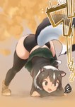 ass_up black_eyes black_hair bottomwear butt clothed clothing fart fart_cloud female footwear hair jack-o'_pose legwear multicolored_hair panties pose raised_tail shoes short_hair simple_background skirt smile solo tail tail_under_skirt thigh_highs two_tone_hair underwear white_hair nekosu kemono_friends striped_skunk_(kemono_friends) animal_humanoid humanoid mammal mammal_humanoid mephitid mephitid_humanoid skunk_humanoid hi_res