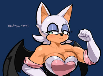 anthro athletic athletic_female biceps black_wings breasts cleavage clothed clothing female gloves handwear solo white_clothing white_gloves white_handwear wings newtype_hero sega sonic_the_hedgehog_(series) rouge_the_bat bat mammal alpha_channel