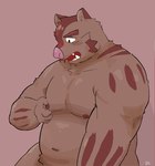 2024 anthro belly hermann_(knights_college) hi_res kemono knights_college male mammal moobs navel nipple_fetish nipple_play nipples simple_background slightly_chubby solo suid suina sus_(pig) wild_boar youzo3322