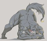 anthro ass_up butt fur grey_body grey_fur jack-o'_pose male muscular muscular_anthro muscular_male nude pose solo laon8130 canid canine canis mammal wolf