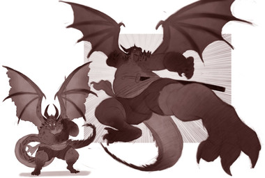 2_horns anthro belt bottomwear clothed clothing gloves_(marking) holding_object holding_weapon horn kick leg_markings male markings melee_weapon membrane_(anatomy) membranous_wings muscular muscular_anthro muscular_male open_mouth overweight overweight_anthro overweight_male scabbard sharp_teeth sheathed_sword shorts socks_(marking) spiked_tail spikes spikes_(anatomy) sword tail teeth topless topless_anthro topless_male weapon wings itzjaylock mythology dragon mythological_creature mythological_scalie scalie hi_res