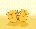 3_toes anthro big_feet buckteeth curling_toes feet floppy_ears foot_focus fur half-closed_eyes huge_feet humanoid_feet hyper hyper_feet long_ears male narrowed_eyes plantigrade semi-anthro solo teeth toes yellow_body yellow_fur newputty mario_bros nintendo super_mario_64 mips lagomorph leporid mammal rabbit animated short_playtime