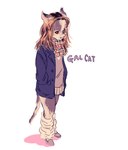 alternative_fashion anthro clothing female gyaru j-fashion kogal loose_socks school_uniform solo text uniform sukidakesikanai domestic_cat felid feline felis mammal english_text