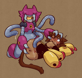 anthro butt duo evil_grin female female/female forced imminent_rape imminent_sex machine presenting presenting_hindquarters smile spread_butt spreading tentacles conditional_dnp viotailed gameoverse glitch_productions kit_bodega malice_(gameoverse) felid feline mammal robot robot_anthro hi_res