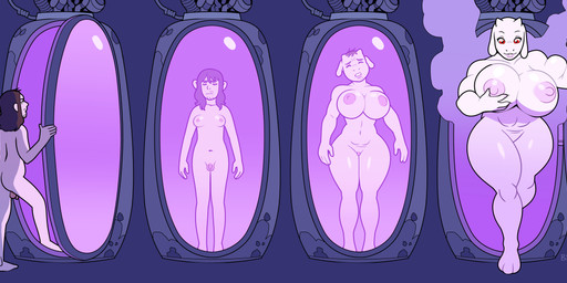 anthro balls beard big_breasts body_size_growth breast_expansion breast_growth breasts brown_hair clothed clothed_human clothed_male clothing coat duo expansion eyewear facial_hair female four_frame_sequence gender_transformation genitals glasses growth hair hip_expansion huge_breasts human_to_anthro lab_coat linear_sequence male mtf_transformation muscle_growth nipples nude nude_anthro nude_female nude_human nude_male penis pink_nipples red_eyes size_transformation species_transformation tf_into_fictional_character thick_thighs thigh_expansion topwear transformation transformation_sequence wearing_glasses white_body wide_hips blackshirtboy undertale_(series) toriel boss_monster_(undertale) bovid caprine goat human mammal 2025 absurd_res digital_media_(artwork) hi_res sequence