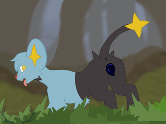 all_fours animal_genitalia animal_vulva anus blue_body blue_fur blue_hair blue_legs blush breath butt canine_genitalia canine_vulva female feral fur genitals glistening glistening_genitalia glistening_vulva grey_body grey_fur grey_legs grey_tail grey_tuft hair looking_at_viewer looking_back multicolored_body multicolored_fur panting presenting presenting_anus presenting_hindquarters presenting_vulva red_nose star tail tongue tongue_out tuft vulva yellow_eyes mettdesign_(artist) among_us innersloth nintendo pokemon generation_4_pokemon pokemon_(species) shinx hi_res