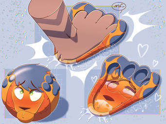 4_toes anthro autofellatio balled blush bodily_fluids cum cum_in_mouth cum_in_own_mouth cum_in_self cum_inside duo feet flattened flattening_fetish foot_crush foot_fetish foot_focus foot_play genital_fluids inanimate_transformation insole male male/male masturbation oral oral_masturbation pawpads paws penile penile_masturbation squish stomped stomping toes transformation underfoot luciotheartistxy boof_(brotherboofer) squishdingo_(character) canid canine canis dingo mammal hi_res