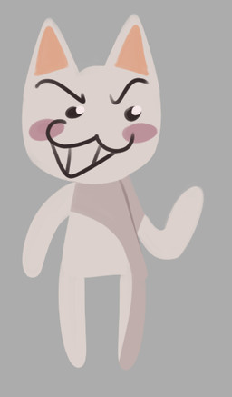 ambiguous_gender anthro blush chibi fur grey_background naughty_face simple_background simple_eyes smile solo white_body white_fur marvelous_toast doko_demo_issho sony_corporation sony_interactive_entertainment toro_inoue bobtail_cat domestic_cat felid feline felis mammal