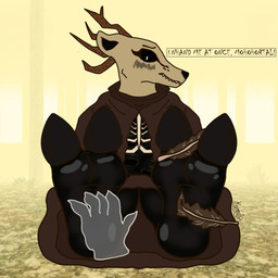ambiguous_gender anthro begging blush cloak clothed clothing disembodied_hand feathers feet foot_fetish foot_focus forest ghost_hand hooves plant solo tickle_fetish tickling tickling_feet tree karma_el_derg spooky's_jump_scare_mansion specimen_8 deer mammal monster 1:1 absurd_res hi_res