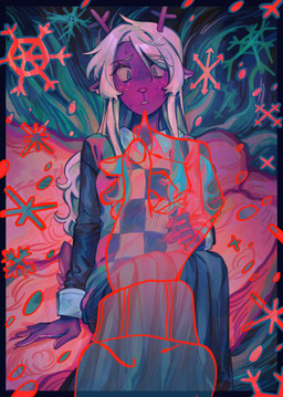 anthro blonde_hair eyelashes female freckled_face freckles furniture hair horn inside long_eyelashes sitting sofa solo goomyloid deltarune undertale_(series) noelle_holiday deer mammal new_world_deer reindeer 2026 absurd_res hi_res