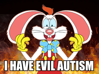 anthro autism blue_bow_tie blue_eyes blue_sclera bow_(feature) bow_tie buckteeth clothed clothing evil_grin fire freckles fur gloves hair handwear looking_at_viewer male meme_pose necktie on_model open_mouth orange_hair pink_inner_ear pink_nose polka_dot_bow_tie polka_dots red_clothing shitpost simple_background smile solo suspenders tail teeth text tongue toony whiskers white_body white_fur yellow_button yellow_clothing yellow_gloves yellow_handwear justsomedaxtersimp disney i_have_evil_autism_(meme) who_framed_roger_rabbit roger_rabbit lagomorph leporid mammal rabbit 4:3 digital_media_(artwork) english_text hi_res impact_(font) meme