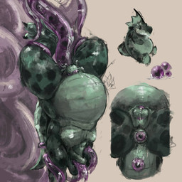 anthro belly big_belly bodily_fluids chastity_cage chastity_cage_only chastity_device chastity_device_only cum egg genital_fluids green_body male nude purple_egg solo tentacles wearing_chastity_cage wearing_chastity_device vekyn mythology minty_(mintyderg) aquatic aquatic_dragon dragon mythological_creature mythological_scalie scalie 1:1 hi_res