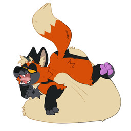 after_vore ambiguous_gender anthro ass_up belly belly_squish belly_tuft big_belly black_body black_fur black_nose bloated burping butt cheek_tuft chest_tuft facial_tuft feet fur hindpaw inflation lying on_front open_mouth orange_body orange_fur pawpads paws purple_eyes purple_pawpads raised_tail resting_on_belly solo squish tail tan_body tan_fur teeth tongue tongue_out tuft vore yellow_sclera technocaster salem_(zeeleafs) canid canine cross_fox fox mammal red_fox true_fox hi_res