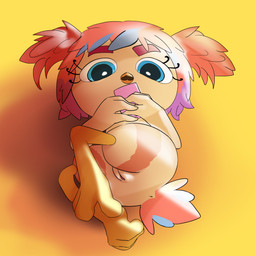 anthro anus electronics eyebrows feathers female genitals hair multicolored_body phone presenting raised_eyebrow simple_background solo tail two_tone_body vulva godforgiveme4 angry_birds rovio_entertainment sega june_(angry_birds) hi_res