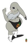 anthro back-print_panties big_breasts big_butt black_clothing black_panties black_underwear breasts butt carrot_panties carrot_print carrot_print_panties carrot_print_underwear carrot_underwear clothed clothing female fur grey_body grey_fur huge_butt long_ears looking_back open_mouth panties print_clothing print_panties print_underwear purple_eyes solo standing thick_thighs topwear underwear wide_hips conditional_dnp daserfomalhaut disney zootopia judy_hopps lagomorph leporid mammal rabbit 2023 hi_res