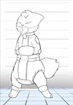 ambiguous_gender anthro collar diaper eyes_closed gag pacifier pacifier_gag restraints solo spreader_bar straitjacket moistmolasses canid canine fox mammal hi_res