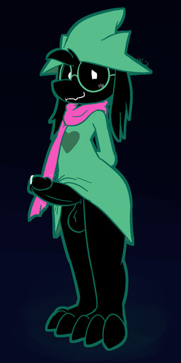 3_toes anthro balls big_balls big_penis black_balls black_body black_fur black_glans black_hair black_penis blush bodily_fluids bottomless clothed clothing cute_fangs dripping erection eyewear fangs feet floppy_ears fur genital_fluids genitals glans glasses green_clothing green_eyewear green_glasses green_hat green_headwear green_robe hair half-closed_eyes hands_behind_back hat headgear headwear humanoid_genitalia humanoid_penis long_ears long_penis male narrowed_eyes no_pupils no_underwear penis pink_scarf precum precum_drip robe scarf small_but_hung smile solo teeth toes white_eyes witch_hat ultilix deltarune undertale_(series) ralsei bovid caprine darkner goat mammal 2021 hi_res