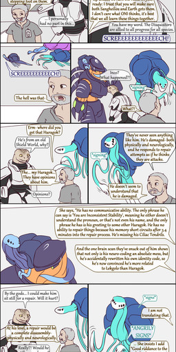 6_eyes angry dialogue duo energy_sword energy_weapon female feral floating full_armor green_eyes grey_hair group hair holding_melee_weapon holding_object holding_sword holding_weapon levitating light_body light_skin male mandibles melee_weapon multi_eye orange_body pupils slit_pupils speech_bubble sword tail tentacles text weapon yellow_eyes thedragonjade halo_(series) microsoft xbox_game_studios fan_character geyrono_zisa_gono_(thedragonjade) inconsistent_stability_(thedragonjade) jayli_'heyam_(thedragonjade) alien human huragok lekgolo mammal mgalekgolo sangheili absurd_res colored comic english_text hi_res