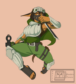 5_fingers 5_toes action_pose alternate_costume anthro armor axe belt bottomwear breastplate brown_body brown_fur brown_hair brown_nails clothed clothing colored_nails dagger dual_wielding feet female fingers fur hair holding_object holding_weapon hood mask melee_weapon nails orange_eyes pants pose sharp_teeth short_hair simple_background solo stirrup_footwear stirrup_knee_boots tan_background teeth toes vambrace weapon pandaking757 dog_knight_rpg rory_(ceehaz) canid canine canis dobermann domestic_dog mammal pinscher 2021 absurd_res hi_res signature