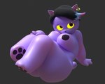 anthro big_nipples ear_piercing female glowing glowing_eyes nipples overweight pawpads piercing purple_body solo yellow_eyes anonymous_artist undertale_(series) catty_(undertale) domestic_cat felid feline felis mammal 3d_(artwork) digital_media_(artwork) hi_res