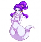 blue_eyes blush breasts female floating flower genitals gesture ghost_tail hair half-closed_eyes hand_gesture narrowed_eyes not_furry open_mouth plant pointing pointing_at_head pointing_at_self purple_hair pussy simple_background solo white_background wide_hipped_female wide_hips desa sega sonic_the_hedgehog_(series) sonic_unleashed lah_(sonic) ghost humanoid spirit undead