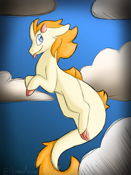 3_horns 3_toes back_mane big_tail blue_eyes claws eyebrows eyelashes feathered_ears feet female femboy feral forehead_horn fur hair horn long_tail looking_away mane multi_horn orange_hair orange_mane quadruped red_tongue simple_background smile solo tail tail_hair tan_body tan_ears tan_fur tan_tail toes tongue tongue_out demon_ascended mythology sky_wynne_airis_(demon_ascended) dragon furred_dragon furred_scalie hybrid mythological_creature mythological_scalie scalie wingless_dragon 2019 3:4 absurd_res colored digital_drawing_(artwork) digital_media_(artwork) full-length_portrait hi_res portrait shaded signature