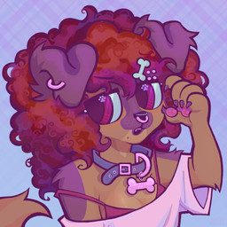 afro anthro bra bra_strap breasts cleavage clothed clothing collar curly_hair dog_tags ear_piercing eyebrow_piercing eyewear facial_piercing female glasses hair markings mole_(marking) nose_piercing off_shoulder pawpads paws piercing septum_piercing snaggle_tooth solo underwear wearing_glasses werehouse canid canine canis domestic_dog mammal 1:1 absurd_res hi_res