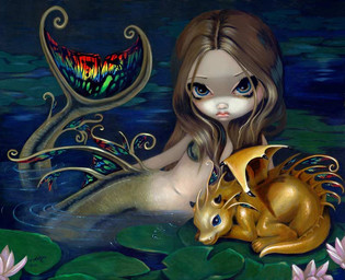ambiguous_gender bra_(anatomy) breasts brown_hair duo eyebrows eyelashes female feral fin fish_tail hair legless lips long_hair looking_at_viewer mermaid_tail nude pupils scaled_breasts scales split_form tail tapering_tail wings jasmine_becket-griffith european_mythology mythology aquatic dragon humanoid humanoid_merfolk mammal merfolk mythological_creature mythological_scalie scaled_dragon scalie western_dragon 2010 dated formal_art painting_(artwork) traditional_media_(artwork) traditional_painting_(artwork)
