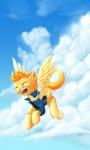 feathered_wings feathers female feral happy smile solo wings yellow_body yellow_feathers dstears friendship_is_magic hasbro my_little_pony mythology spitfire_(mlp) wonderbolts_(mlp) equid equine mammal mythological_creature mythological_equine pegasus 2015 hi_res