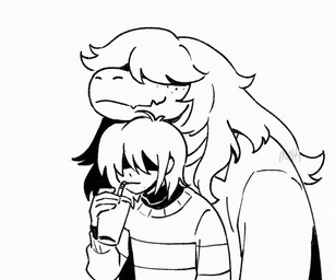 anthro beverage clothed clothing drinking duo female freckles hair long_hair male markings mole_(marking) red_eyes sharing sharing_beverage sharp_teeth simple_background teeth white_background meltsmelts deltarune undertale_(series) kris_(deltarune) susie_(deltarune) human mammal scalie 2025 2d_animation animated frame_by_frame short_playtime