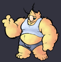 2_fingers anthro barazoku barefoot belly clothing feet fingers male musclegut muscular pecs shirt tank_top topwear bastardblast arthropod insect lepidopteran moth hi_res