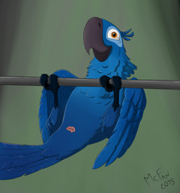 animal_genitalia avian_butt beak blue_body blue_feathers cloaca feathered_wings feathers feral genitals horizontal_cloaca looking_at_viewer male orange_eyes pole presenting presenting_cloaca simple_background smile solo wings mcfan blue_sky_studios rio_(series) blu_(rio) avian bird macaw neotropical_parrot parrot spix's_macaw true_parrot 2015 absurd_res hi_res