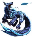 blue_body blue_scales claws fangs feral frisbee ice open_mouth painting scales solo tail teeth yellow_eyes blitzdrachin conditional_dnp capcom monster_hunter mythology canid canine canis dragon hybrid lunagaron mammal mythological_creature mythological_scalie scalie wolf