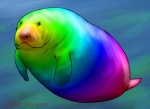 ambiguous_gender feral rainbow smile solo underwater water robert_winchester hue_manatee mammal manatee marine sirenian hi_res meme