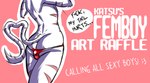 anthro bubble_butt butt curvy_figure femboy fur heart_shaped_tail hourglass_figure male red_stripes seductive simple_background solo stripes suggestive_pose text white_body white_fur katsuke katsuke_(character) domestic_cat felid feline felis mammal