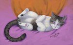 animal_genitalia balls feral fully_sheathed fur genitals male paws purple_eyes sheath simple_background solo striped_body striped_fur stripes white_body white_fur insaneproxy_(artist) domestic_cat felid feline felis mammal hi_res