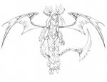 ambiguous_gender claws hair horn long_hair membrane_(anatomy) membranous_wings simple_background solo tail white_background wings bleedman mythology dragon human hybrid mammal mythological_creature mythological_scalie scalie monochrome