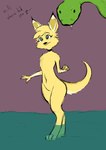 ambiguous_gender anthro blue_eyes duo featureless_chest female feral fur imminent_danger imminent_vore navel oblivious shallow_water simple_background tan_body tan_fur sapient_melon zoophobia kayla_(zoophobia) kangaroo macropod mammal marsupial reptile scalie snake absurd_res hi_res