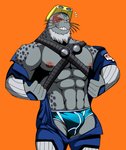 abs anthro beard biceps body_gear bulge clothing eyewear eyewear_on_head facial_hair goggles goggles_on_head looking_at_viewer male muscular muscular_anthro muscular_male nipples one_eye_closed solo underwear undressing whiskers wink bearlovestiger13 my_hero_academia selkie_(my_hero_academia) mammal marine pinniped seal hi_res