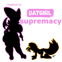 anthro big_breasts big_butt breasts butt dominant dominant_female duo female gesture hand_gesture kneeling male male/female pointing pointing_down silhouette text thick_thighs wings conditional_dnp digitaldomain123 i_believe_in_x_supremacy sega sonic_the_hedgehog_(series) miles_prower rouge_the_bat bat canid canine fox mammal 2021 dated english_text meme
