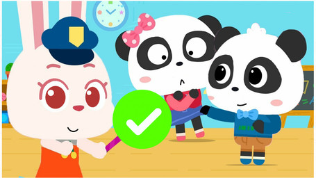 anthro classroom clothed clothing female group male male/female school upskirt young young_anthro theart_(artist) bear giant_panda lagomorph leporid mammal rabbit 16:9 widescreen
