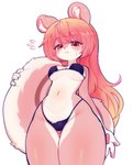 anthro bikini blush bodily_fluids breasts butt butt_from_the_front clothed clothing embarrassed female female_anthro fingers flying_sweatdrops fur hair half-closed_eyes kemono long_hair looking_at_viewer narrowed_eyes navel nipple_outline pawpads solo sweat sweatdrop swimwear tail tail_hold thick_thighs thigh_gap triangle_bikini two-piece_swimsuit under_boob acorn_furry mammal rodent sciurid tree_squirrel 2024 digital_media_(artwork) hi_res portrait three-quarter_portrait