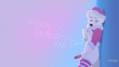 anthro biped clothed clothed_anthro clothed_male clothing erection fingers fur genitals hair holidays looking_at_viewer male penis smile solo standing tail letodoesart christmas canid canine fox mammal 16:9 2025 digital_drawing_(artwork) digital_media_(artwork) hi_res widescreen