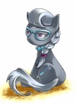 cutie_mark cutlery eyewear female feral glasses grey_hair hair jewelry kitchen_utensils necklace purple_eyes simple_background sitting solo spoon tail tools white_background young young_feral katiramoon friendship_is_magic hasbro my_little_pony silver_spoon_(mlp) earth_pony equid equine horse mammal pony 2012 hi_res