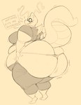 2021 aimbot-jones anthro barefoot belly big_belly big_breasts big_butt biped blush bodily_fluids bottomwear breasts butt clothed clothing crop_top curvy_figure describing_fit dialogue digital_media_(artwork) dragon dragonite english_text eyes_closed eyewear feet female generation_1_pokemon glasses hi_res horn huge_butt hyper hyper_butt monochrome motion_lines mythological_creature mythological_scalie mythology nintendo obese obese_anthro obese_female open_mouth overweight overweight_anthro overweight_female panties pants patrisha_(fawxythings) pokemon pokemon_(species) pokemorph rear_view scalie shirt side_belly simple_background solo standing struggling_to_fit sweat tail text thick_thighs thong topwear undersized_clothing underwear wings