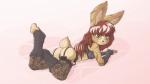 16:9 butt chubbypandabastard clothed clothing female hair heterochromia lagomorph legwear leporid lingerie looking_at_viewer looking_back mammal pinup pose rabbit solo stockings tail widescreen