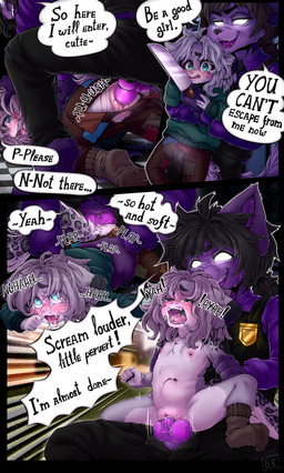 5_fingers abdominal_bulge adult_on_child adult_on_young age_difference ahegao alternate_species animal_genitalia animal_penis anthro anthro_penetrated arm_grab band-aid band-aid_on_cheek band-aid_on_face bandage bandage_on_face begging_for_mercy blue_eyes blush bodily_fluids bottomwear bulge camel_toe canine_genitalia canine_penis chair_position clothed clothing crying detailed_background dominant dominant_male duo ears_down erection erection_under_clothing female female_penetrated fingers flat_chested footwear forced from_behind_position fur furrification genital_fluids genitals glowing glowing_eyes good_girl knife knot knotted_penis larger_male looking_pleasured male male/female male_penetrating male_penetrating_female male_raping_female mostly_clothed_male nipples no_underwear nude nude_female older_male on_bottom on_top pants patched_clothing penetration penile penile_penetration penis penis_in_vagina pivoted_ears purple_body purple_fur purple_penis rape rear_admiral_position sadism sadistic_smile scared sex size_difference smaller_female socks speech_bubble submissive submissive_female sweat sweater tail tears teeth text threatening threatening_with_weapon tongue tongue_out topwear torn_bottomwear torn_clothing torn_pants torso_grab vaginal vaginal_fluids vaginal_penetration young young_female young_penetrated younger_female deadnikki five_nights_at_freddy's scottgames nikka_(hiroketzio) william_afton_(fnaf) canid canine canis felid mammal pantherine snow_leopard wolf 2023 absurd_res comic english_text hi_res