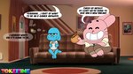 dialogue female male pregnant text thought_bubble tokeitime cartoon_network the_amazing_world_of_gumball nicole_watterson richard_watterson 16:9 english_text hi_res widescreen