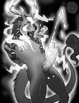 anthro antler_grab antlers balls bodily_fluids cum disembodied_hand ejaculation genital_fluids genitals ghost_hand grope handjob horn humanoid_genitalia humanoid_penis hybrid_anthro hybrid_genitalia hybrid_penis medial_ring medial_ringed_humanoid_penis medial_ringed_hybrid_penis nipples penile penis sex dalipuff digital_media_(artwork) greyscale hi_res monochrome